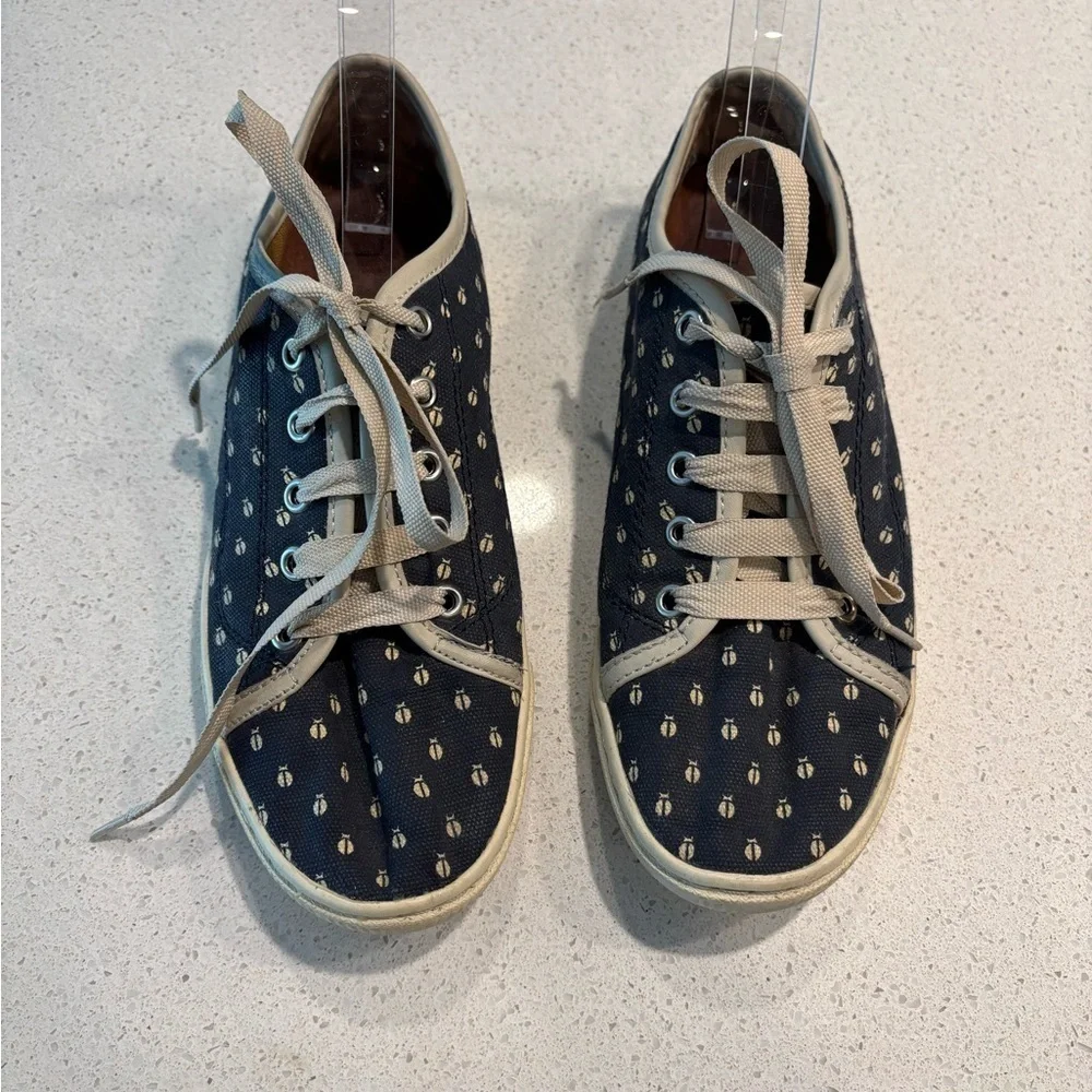 Fossil Navy Canvas Sneakers with Beige Accents, Size 8